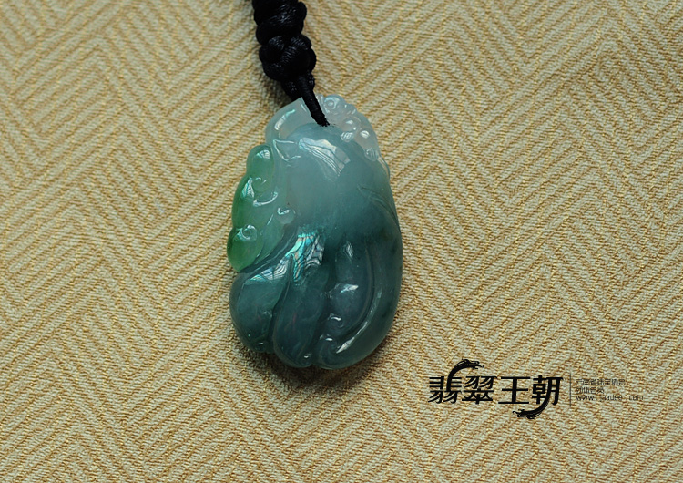 冰种蓝晴水缅甸翡翠佛手挂件