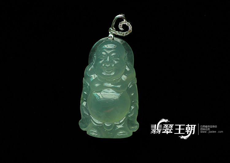 冰种晴水缅甸翡翠站佛挂件
