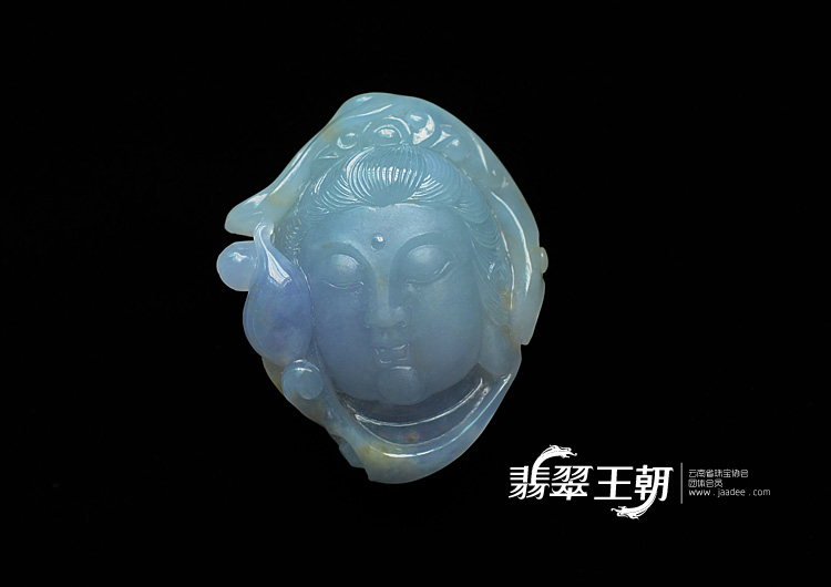 冰种紫罗兰黄翡缅甸翡翠观音头挂件