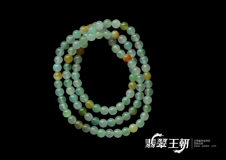 冰种三彩缅甸翡翠项链(98颗)