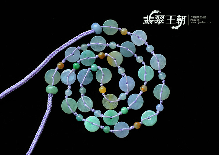 冰种三彩缅甸翡翠平安扣项链