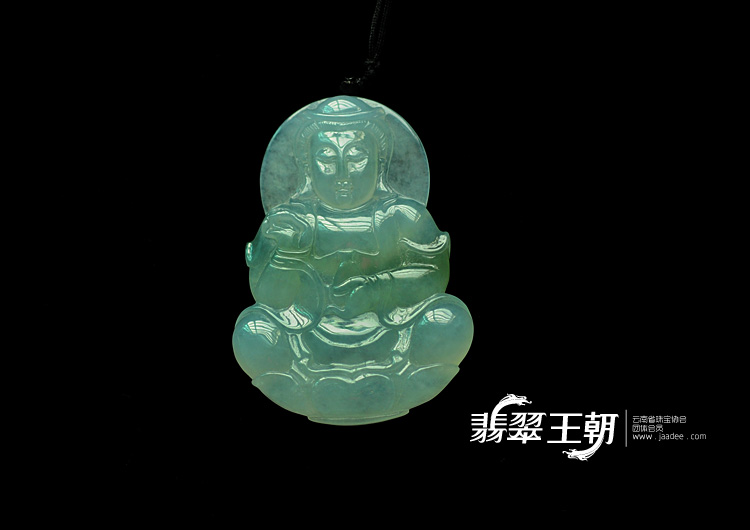冰种晴水缅甸翡翠观音挂件