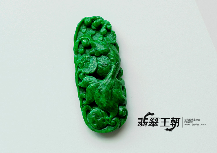 细糯种浓绿缅甸翡翠金玉满堂挂件