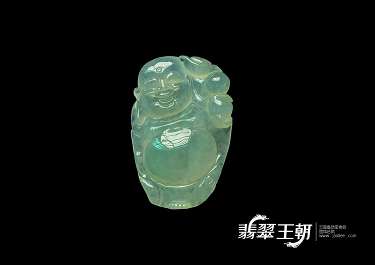 冰种晴水缅甸翡翠逍遥佛挂件