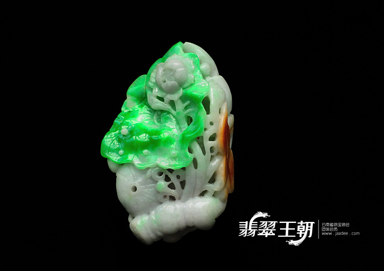 细糯种翠色黄翡缅甸翡翠荷花手玩件
