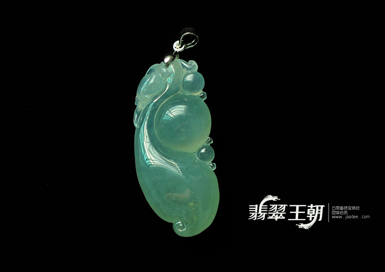 冰种晴水缅甸翡翠如意寿挂件