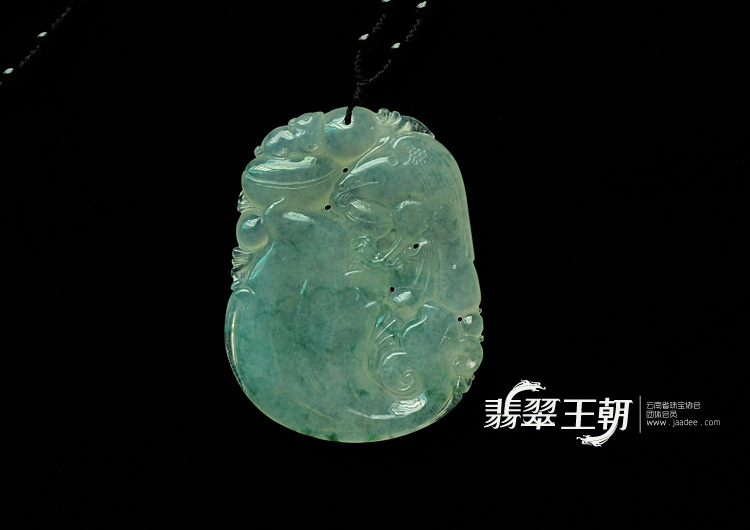 冰种飘花缅甸翡翠如意寿挂件