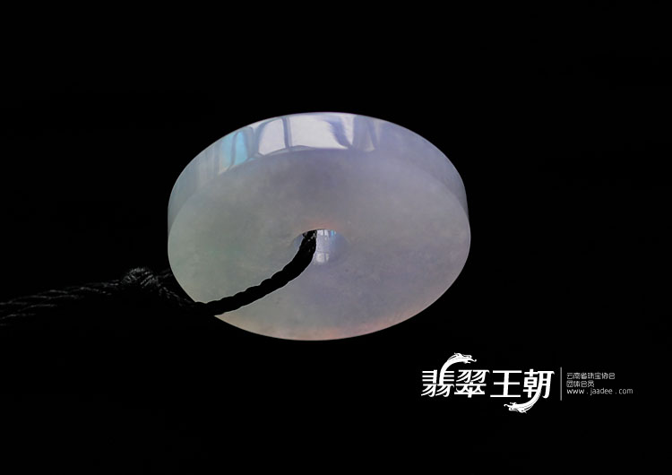 冰种春带彩缅甸翡翠平安扣挂件