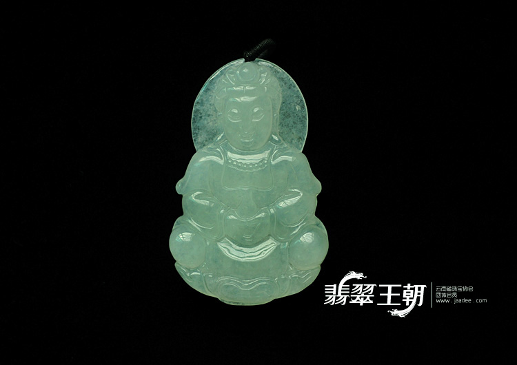 冰种晴水缅甸翡翠观音挂件