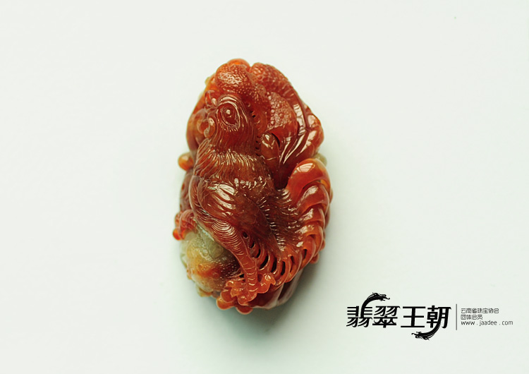 糯冰种红翡缅甸翡翠官上加官手玩件