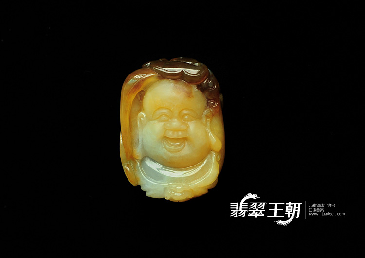 糯冰种黄翡缅甸翡翠佛头挂件