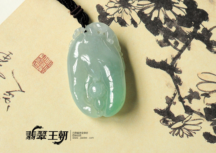 冰种晴水缅甸翡翠佛手挂件