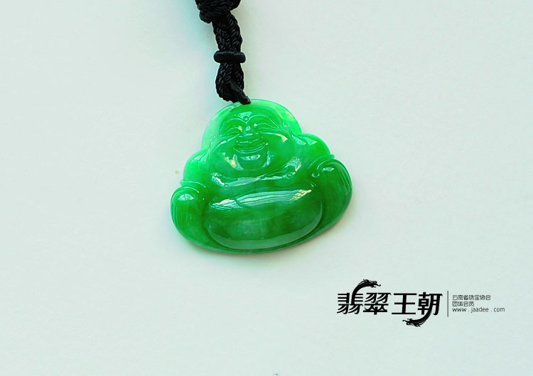 糯冰种阳绿满绿缅甸翡翠玉佛挂件