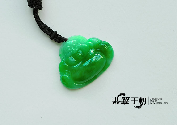 糯冰种阳绿满绿缅甸翡翠玉佛挂件