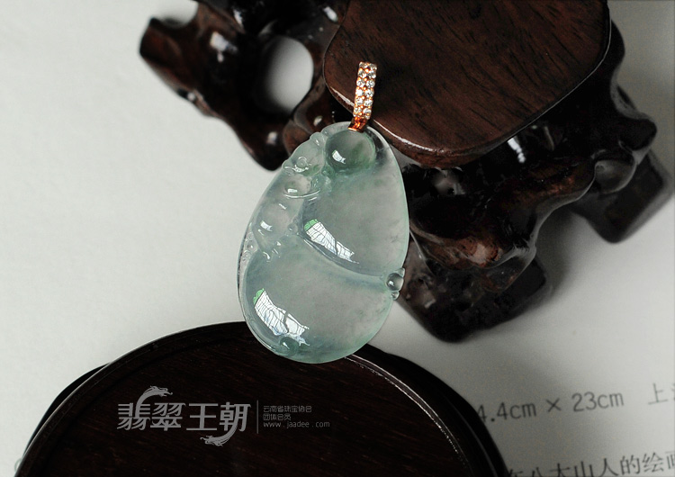 冰种飘花缅甸翡翠福禄寿挂件