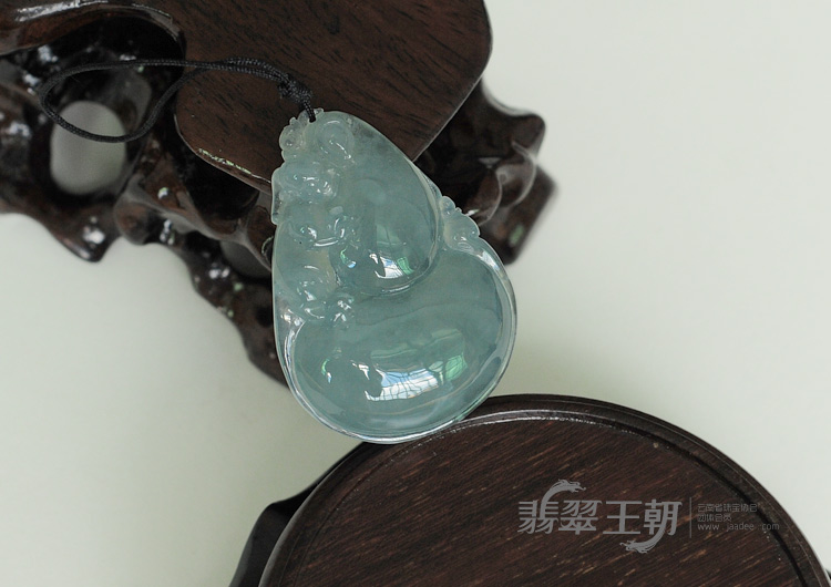 冰种蓝晴水缅甸翡翠福禄寿挂件