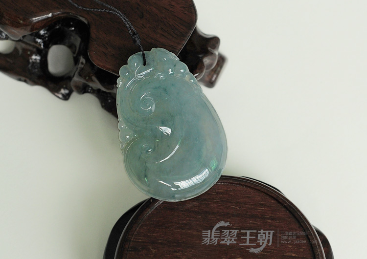 冰种飘蓝花缅甸翡翠如意挂件
