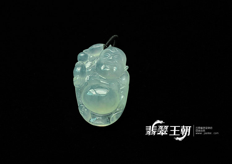 冰种晴水缅甸翡翠逍遥佛挂件