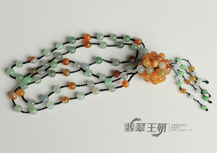 冰种三彩缅甸翡翠项链