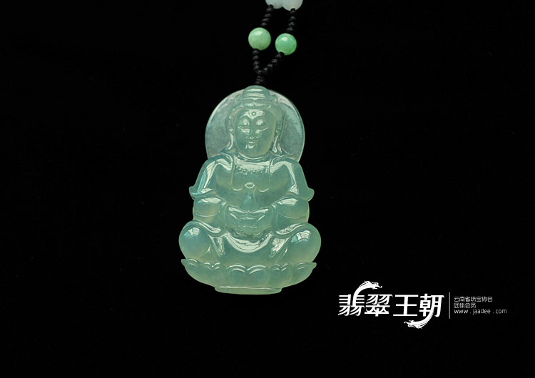 冰种晴水缅甸翡翠观音挂件