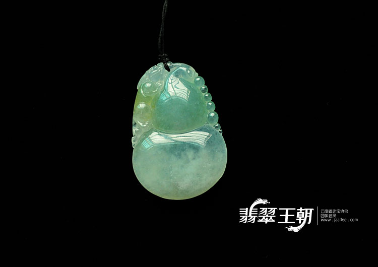 冰种晴水淡黄翡缅甸翡翠福禄寿挂件