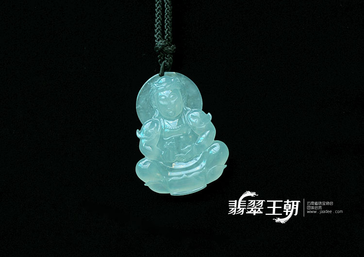 冰种晴水缅甸翡翠观音挂件