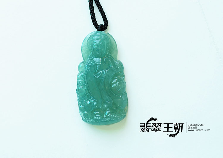 冰种蓝晴水缅甸翡翠观音挂件