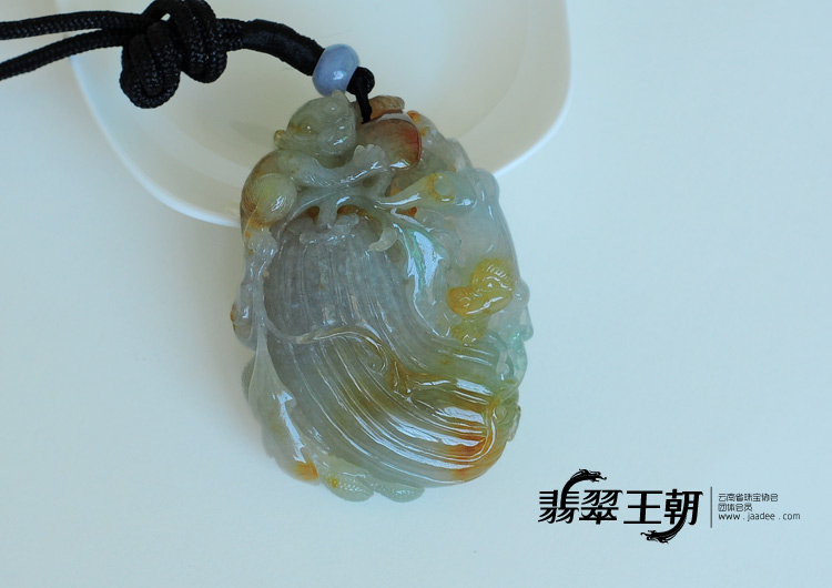 糯冰种黄翡缅甸翡翠福寿连绵手玩件