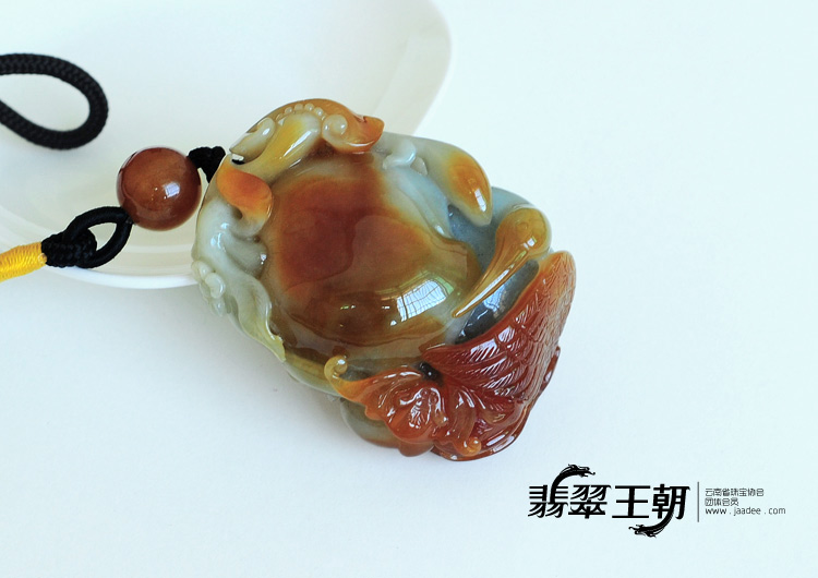细糯种红黄翡缅甸翡翠贺寿手玩件