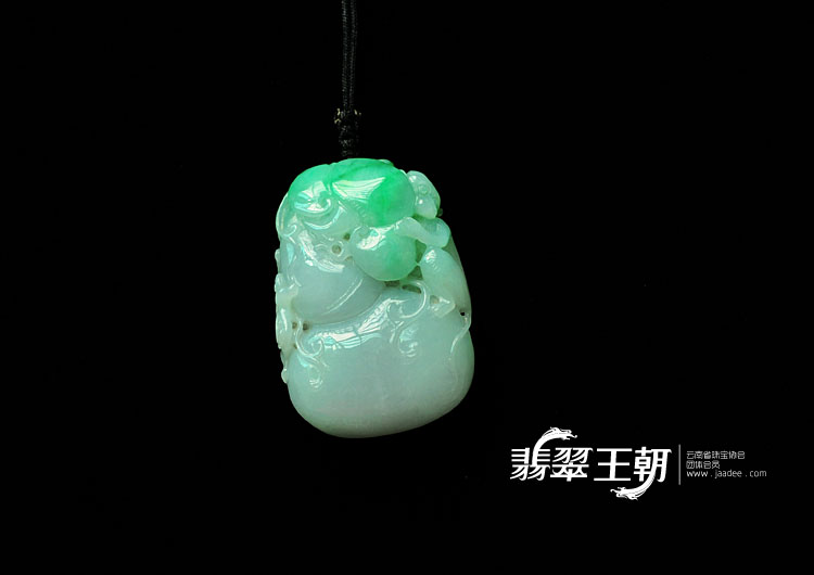 糯冰种翠色缅甸翡翠福禄寿挂件