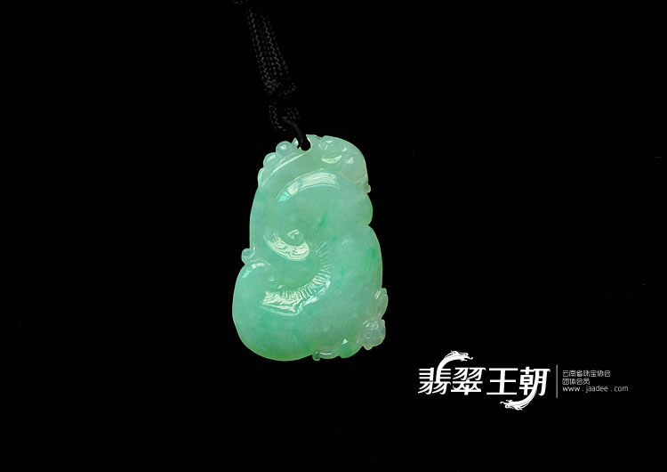 糯冰种飘翠缅甸翡翠如意寿挂件