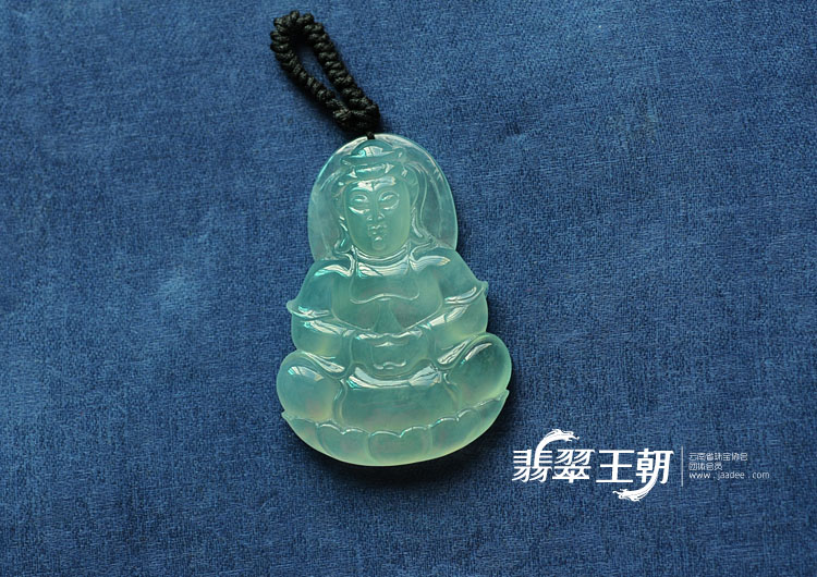 冰种晴水缅甸翡翠观音挂件