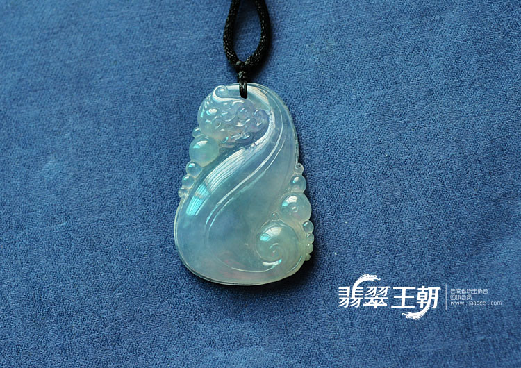 冰种紫罗兰略飘花缅甸翡翠如意寿挂件