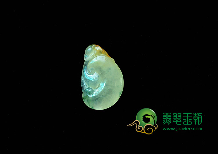 冰种黄翡飘花缅甸翡翠如意挂件