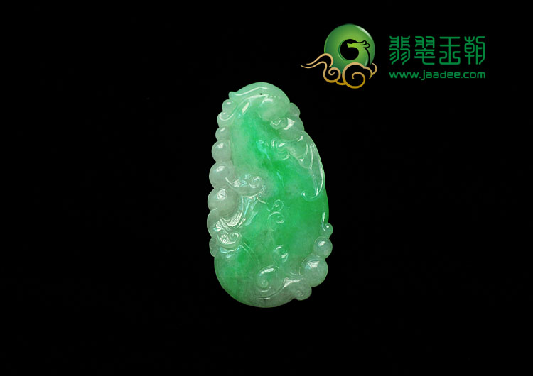 糯冰种翠色缅甸翡翠丹凤朝阳挂件
