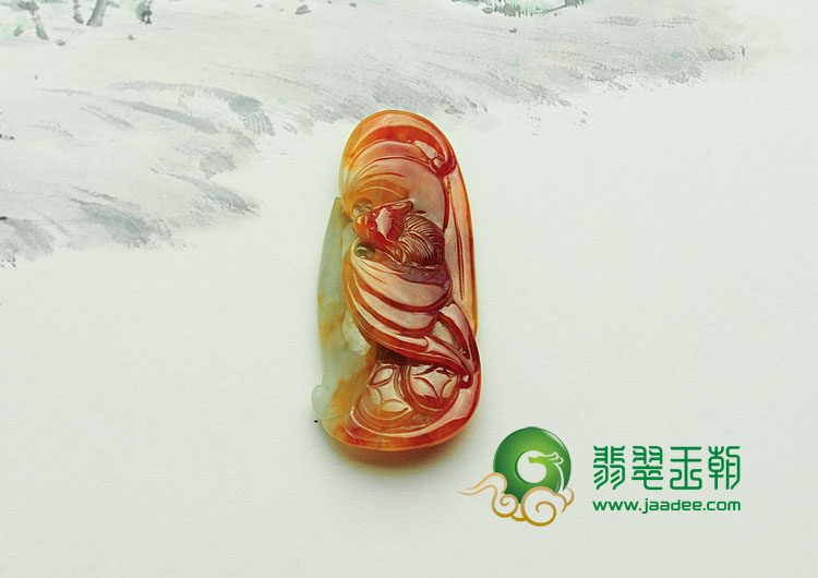冰种红翡缅甸翡翠福在眼前挂件