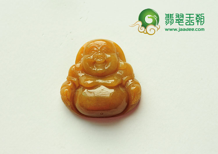 糯冰种黄翡缅甸翡翠玉佛挂件