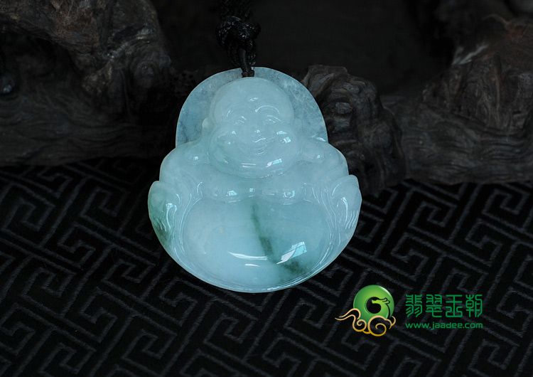 糯冰种飘花缅甸翡翠玉佛挂件