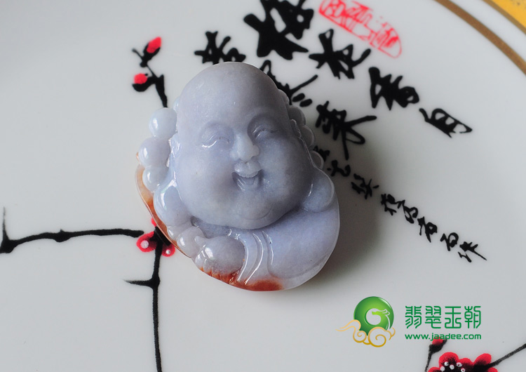 细糯种紫罗兰红翡缅甸翡翠佛头挂件
