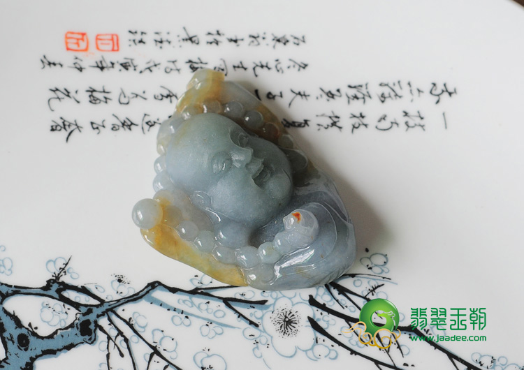 糯冰种晴水黄翡缅甸翡翠佛头挂件