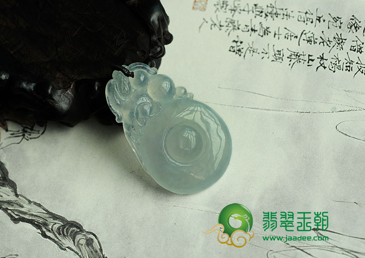 冰种缅甸翡翠福在眼前挂件