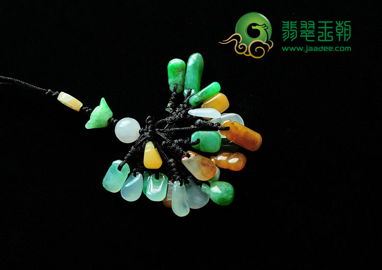冰种三彩缅甸翡翠手机链