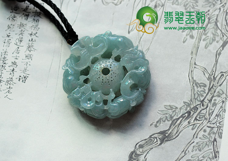 冰种晴水缅甸翡翠福禄寿挂件