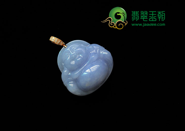 糯冰种紫罗兰缅甸翡翠镶玫瑰金扣玉佛挂件