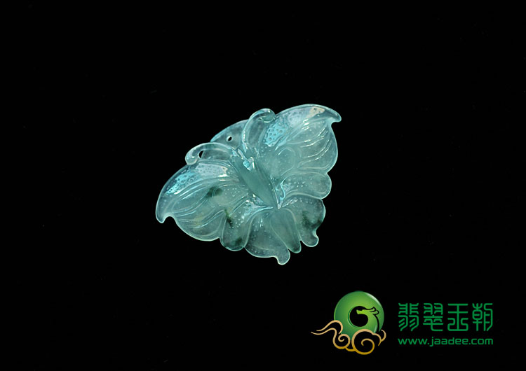 冰种飘花缅甸翡翠蝴蝶挂件