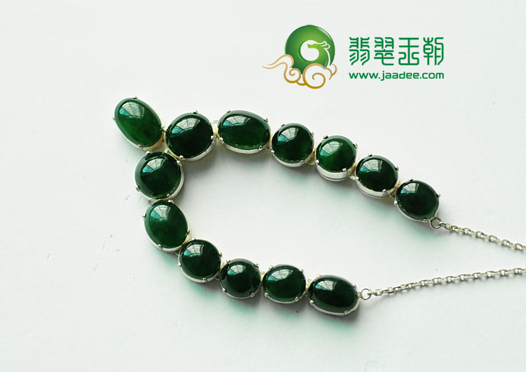 冰种油青缅甸翡翠项链面（共13颗）