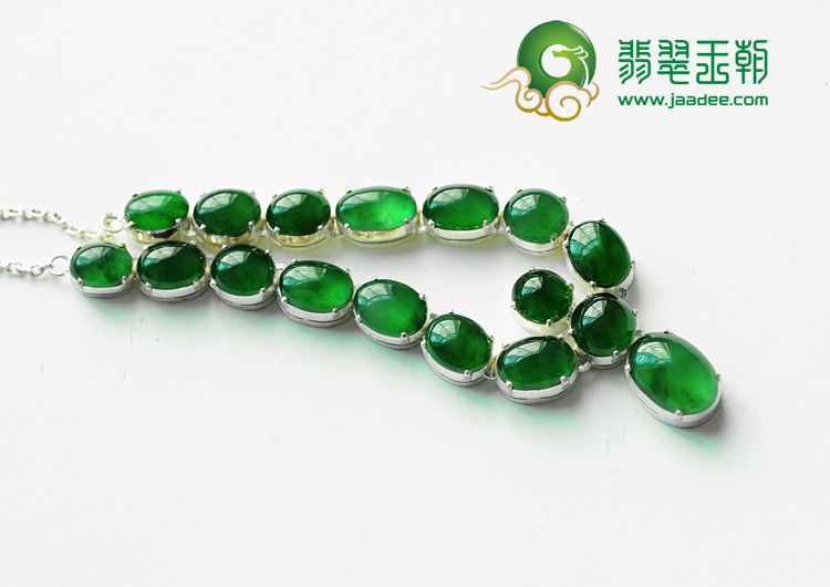 冰种油青缅甸翡翠项链面（共17颗）