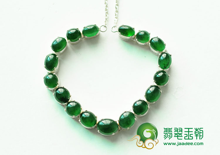 冰种油青缅甸翡翠项链面（共17颗）