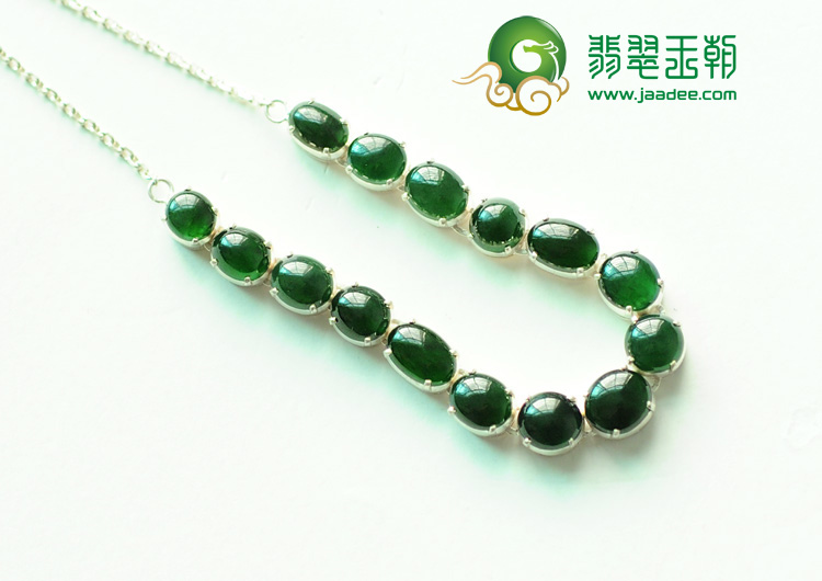 冰种油青缅甸翡翠项链面（共15颗）