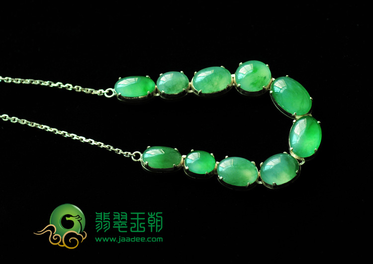 冰种油青缅甸翡翠项链面（共10颗）